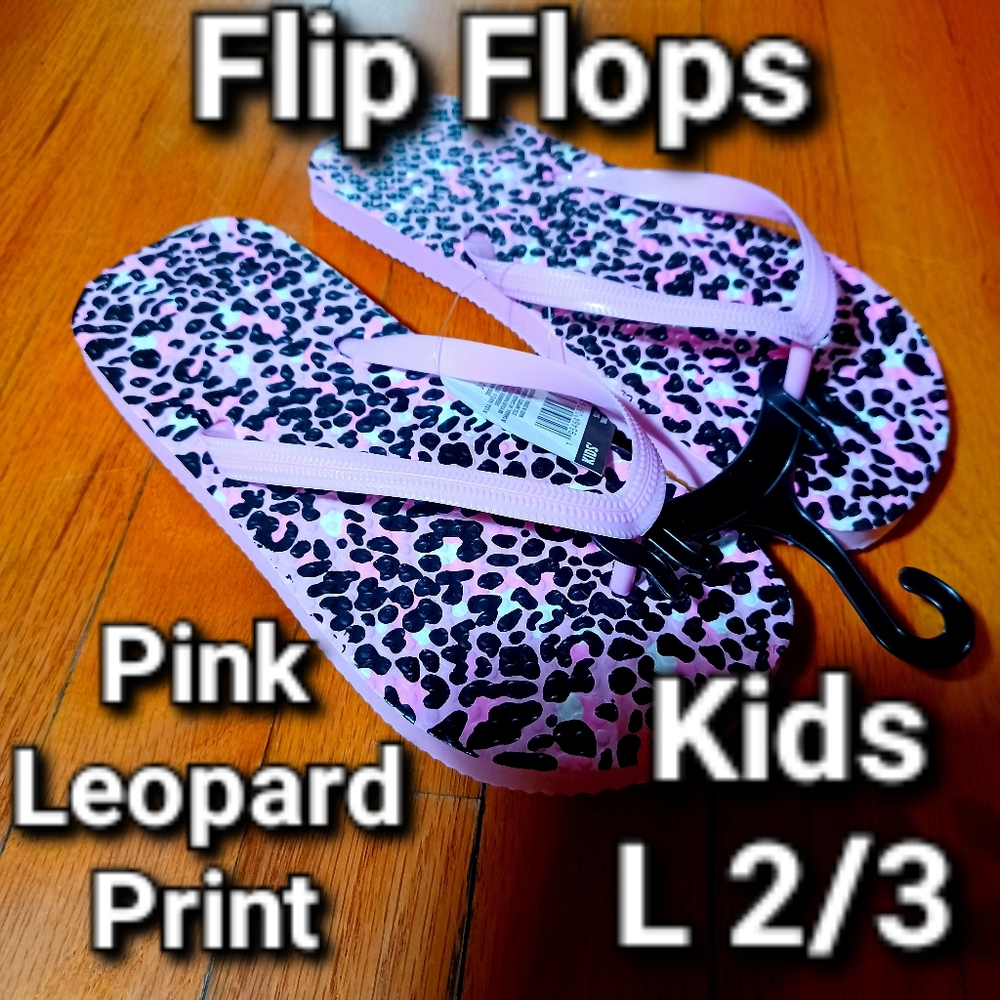 Pink Leopard Print Flip Flops